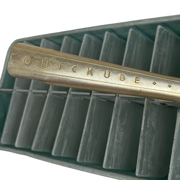 Vintage Quickube Blue Green Ice Cube Tray Release Handle Aluminum - Picture 2 of 10